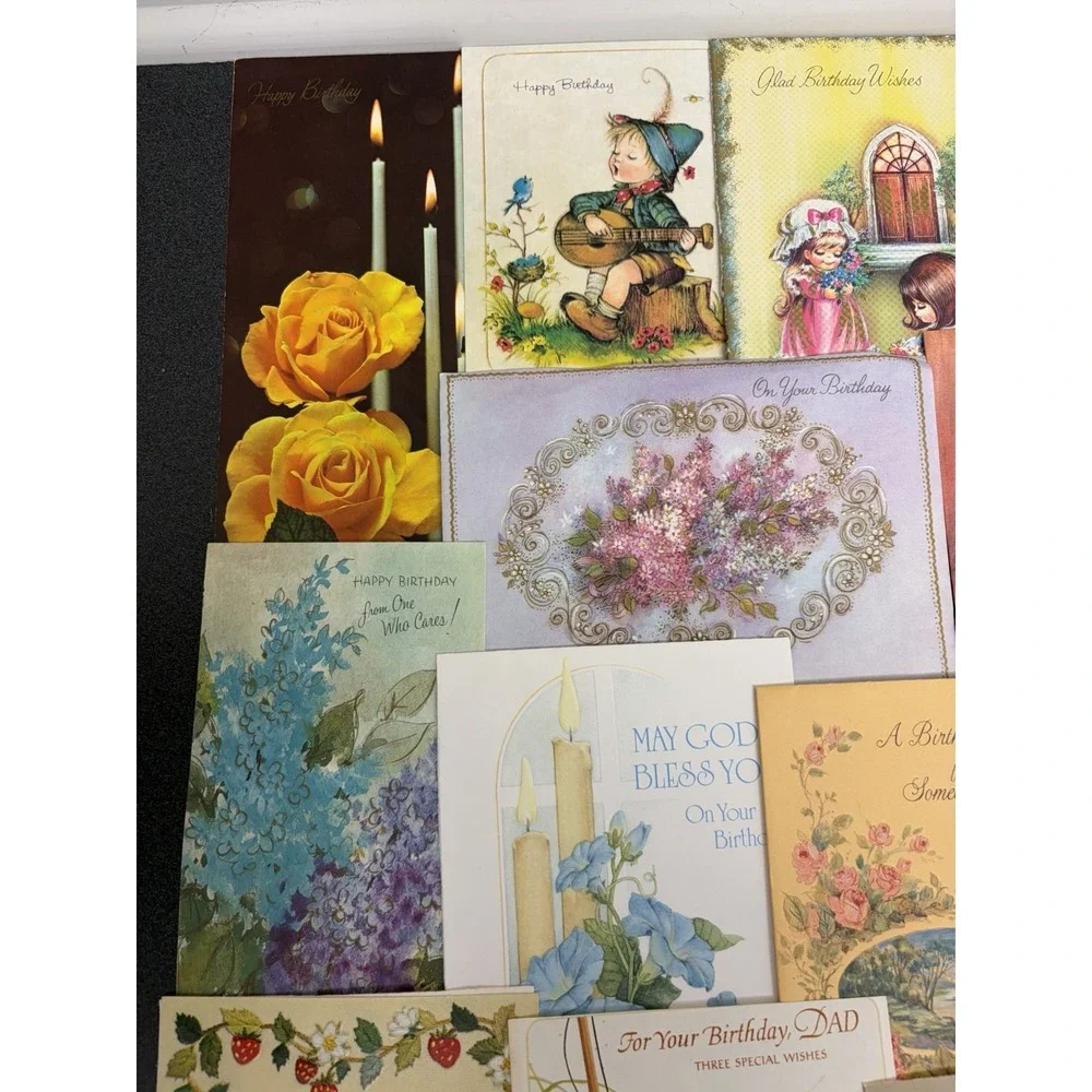 Vintage Birthday Cards Some Fronts ONLY Scrapbooking Crafts Decoupage Lot of 50+